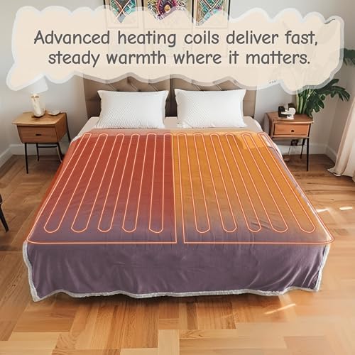 Soypipo Electric Heated Blanket 62"x84", 9 Heat Settings 10-Hour Auto-Off