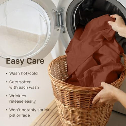 California Design Den 100% Cotton Sateen California King Sheet Sets, Rust