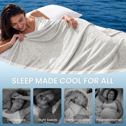 Topcee Cooling Blanket(90"x108"King Size) for Night Sweats Absorbs Heat to Keep Adults Cool on Warm Nights, Q-Max 0.5 Cooling Blankets for Hot Sleepers, Ultra-Cool Lightweight Blanket for Bed