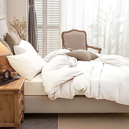PURE ERA Jersey Knit Duvet Cover Set Solid Bright White California King