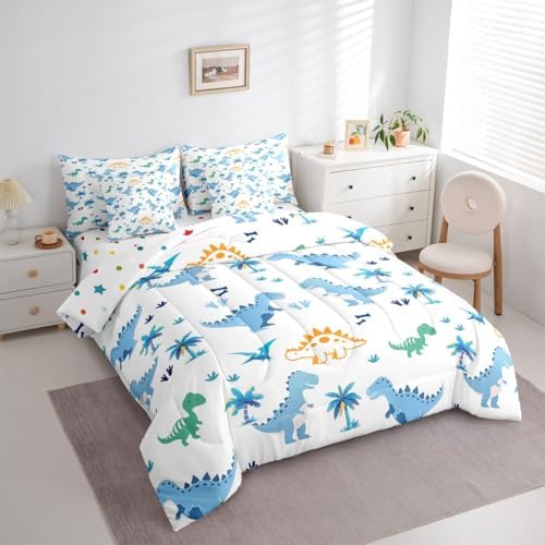 Feelyou Cute Dinosaur 7 Piece Bedding Set for Kids