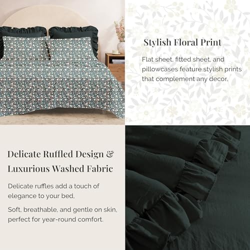 BLOOMHAVEN Oversized Queen Comforter Set-7 Pieces Ruffle Bedding