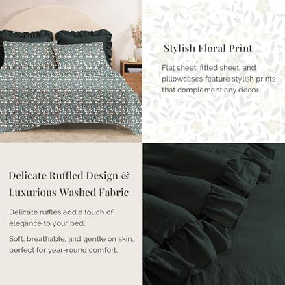 BLOOMHAVEN California King Comforter Set-7 Pieces Ruffle Bedding
