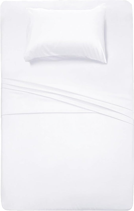 Best Season Twin Size Bed Sheet Set - 3 Piece (White),Super Soft Microfiber 1800 Thread Count Luxury Egyptian Sheets with 16-Inch Deep Pocket Wrinkle and Hypoallergenic