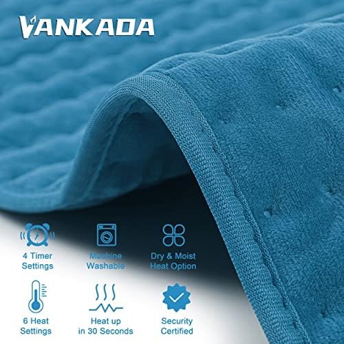 Heating Pad Electric Heat Pad, Hot Heated Pad,Multiple Temp and Timer Settings,Suitable for Shoulders, Neck, arms, Abdomen, Back, Legs, etc (Blue, 24"X20")
