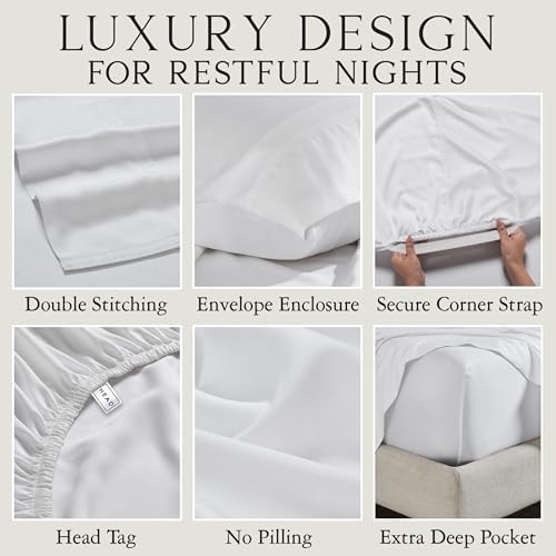 KARISSA MAE 6 Piece Luxury Bamboo Viscose 34" Split Top King Size Sheet Set