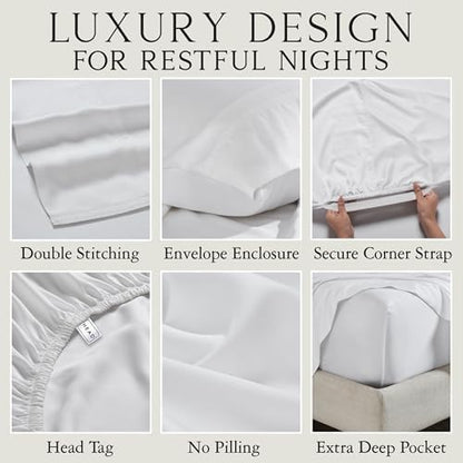 KARISSA MAE 6 Piece Luxury Bamboo Viscose 34" Split Top King Size Sheet Set