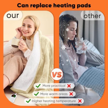 greenoak Heated Blanket Electric Throw Heating 50"X60",Gifts for Women