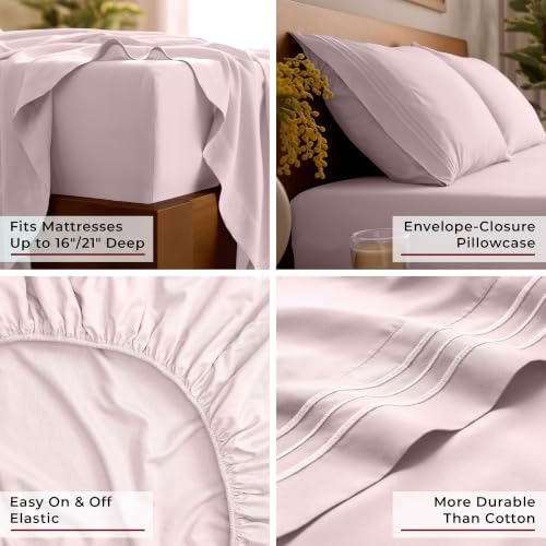 Mellanni Iconic 3-Piece, Ultra Soft Sheet Set (Twin, Blush Pink)