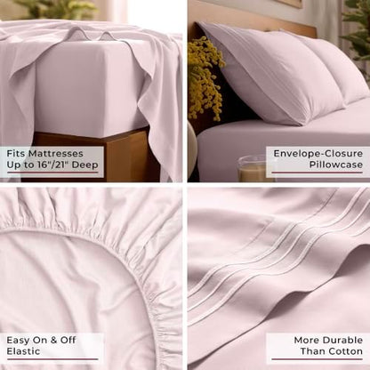 Mellanni Iconic 4-Piece, Ultra Soft Sheet Set (Queen, Blush Pink)
