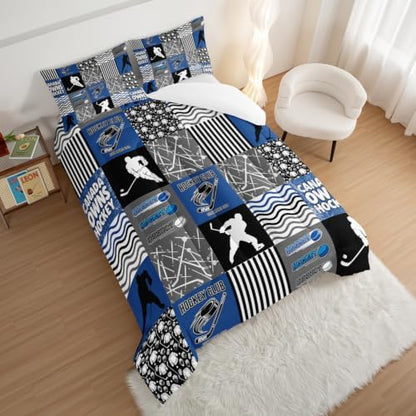 HOSIMA Teens Ice Hockey Comforter Sports Bedding Twin with 2 Pillowcases.