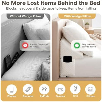 Wedge Pillow Headboard for Bed Gap,Foldable Bed Wedge Gap Filler King Size