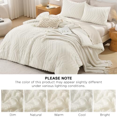 Andency Ivory Oversized King Comforter Set 120x98 Extra Large
