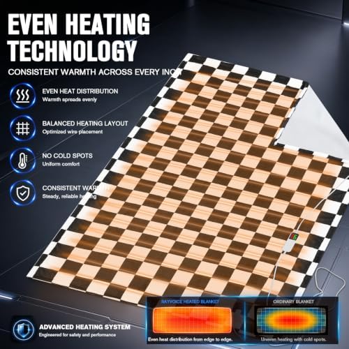 Black Electric Blanket Heated Twin 62"X84", Heating Blanket Twin