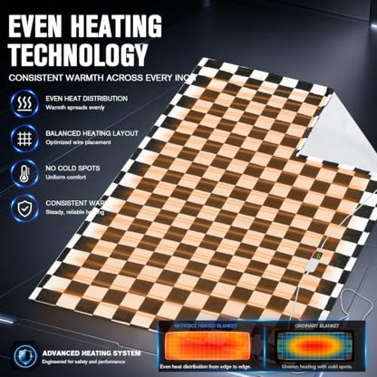 Black Electric Blanket Heated Twin 62"X84", Heating Blanket Twin