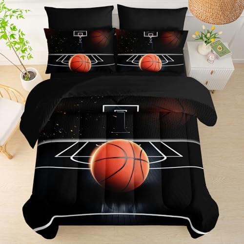 QOOMO Basketball 7 Pieces Comforter Set Queen,3D Sports Bedding Set