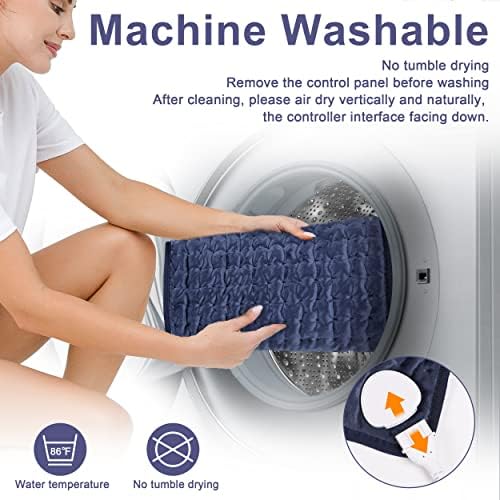 Heating Pad Electric Heat Pad, Hot Heated Pad,Multiple Temp and Timer Settings,Suitable for Shoulders, Neck, arms, Abdomen, Back, Legs, etc (NavyBlue, 24"X20")