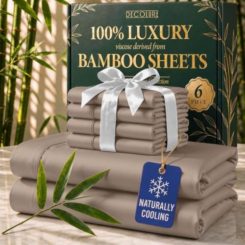 DECOLURE 100% Viscose Derived from Bamboo Sheets | 6 Pc Bed Set