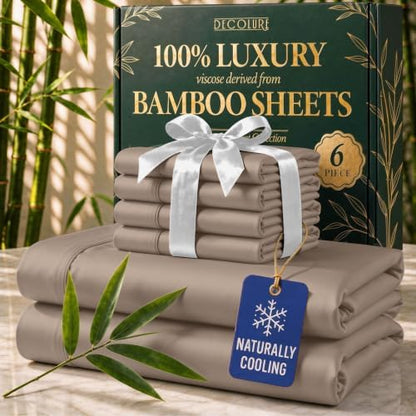 DECOLURE 100% Viscose Derived from Bamboo Sheets | 6 Pc Bed Set