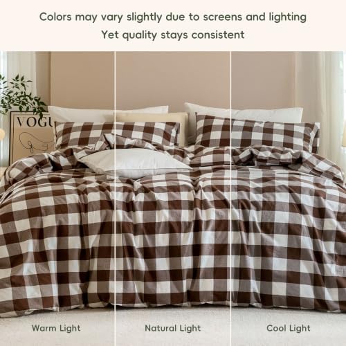 JIYUAN Twin Washed Cotton Duvet Cover Set, 2-Piece, Buffalo Check