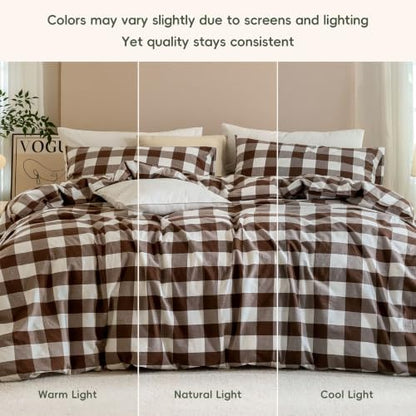 JIYUAN Twin Washed Cotton Duvet Cover Set, 2-Piece, Buffalo Check
