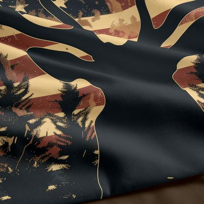 Deer Comforter Sets Full 5PCS with Sheets,Deer and American Flag Comforter Set for Hunter Bedroom Decor,Deer Bedding Full,Bedding Set for Boys Adult Teens