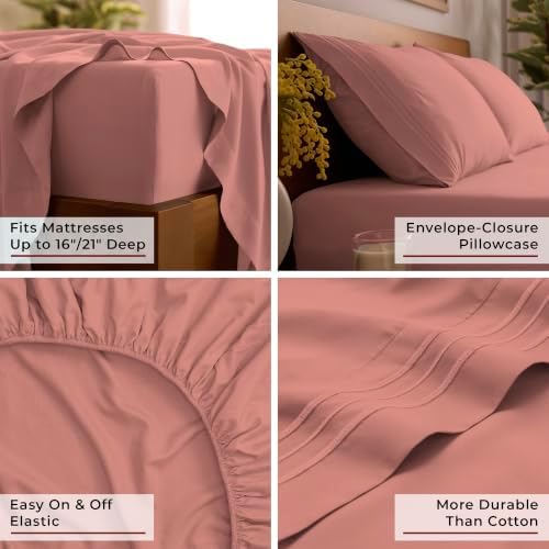 Mellanni Iconic 4-Piece, Ultra Soft Sheet Set (Full, Coral)