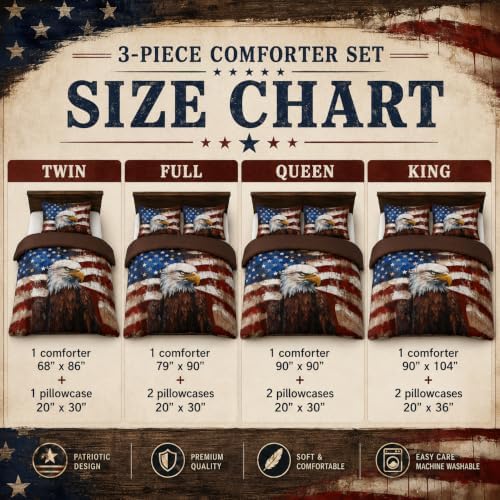 CCoutueChen American Flag Eagle Comforter Set Queen for Camo Patriotic