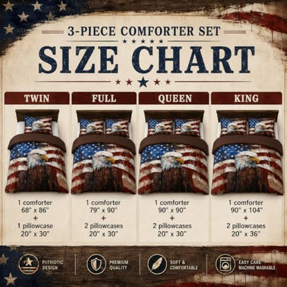 CCoutueChen American Flag Eagle Comforter Set Queen for Camo Patriotic