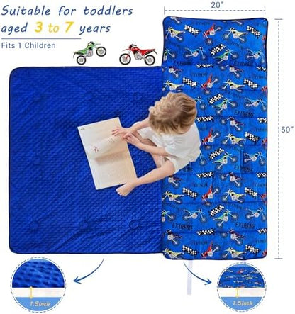 Lasoftan Toddler Nap Mat with Pillow and Blanket, Extra Large Rolled Napping Mats,Slumber Bags for Boys Girls,Kids Sleeping Bag for Daycare, Preschool Travel Camping