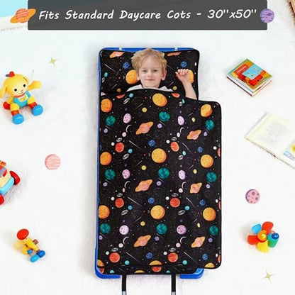 Lasoftan Toddler Nap Mat with Pillow and Blanket, Extra Large Rolled Napping Mats,Slumber Bags for Boys Girls,Kids Sleeping Bag for Daycare, Preschool Travel Camping