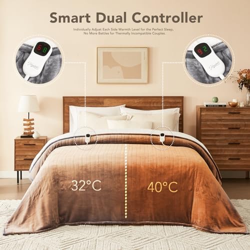 Homemate Heated Electric Blanket Queen Size 84"x 90" Heating Blanket