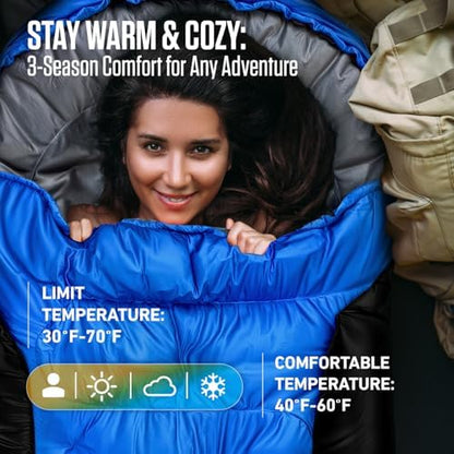 VENTURE 4TH Backpacking Sleeping Bag for Camping - Single, XXL & Double