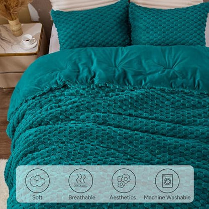 BEDELITE Fluffy Twin/Twin XL Comforter Set, Teal Bed Set 2 Pieces