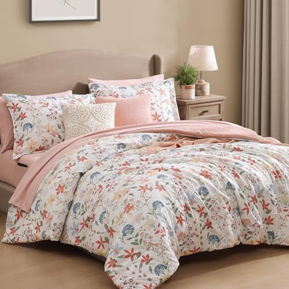Full Size Comforter Sets - 7 Pieces Floral Bed in a Bag Full Bedding Set