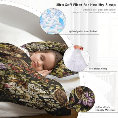 Pamnest King Comforter Set, 3 Pieces Moth Witch Bedding, All Season