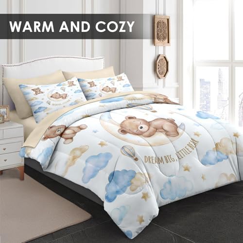WeCozy Full Comforter Set with Sheets, 7 Pieces Bear Cloud Bedding