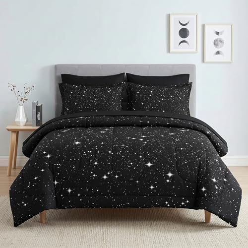Pamnest Full Comforter Set with Sheets, 7 Pieces Space Starry Bedding