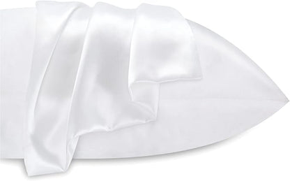 BEDELITE Satin Pillowcase for Hair and Skin, Super Soft and Cooling Similar to Silk Pillow Cases 2 Pack with Envelope Closure, Gift for Women Men(20"x36" King Size, White)