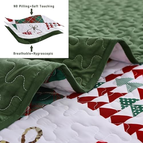Mybedsoul Christmas Quilt Set King Size, Christmas Patchwork Bedding Set