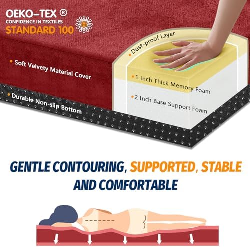 CYMULA Memory Foam Camping Mattress Pad, Sleeping Mat, Portable Roll Up Mattress for Adults, Camping Bed Pads for Sleepover, Car Bed with Travel Bag