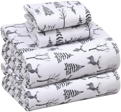 RUVANTI Flannel Sheets Set Queen Size, Dry Winter