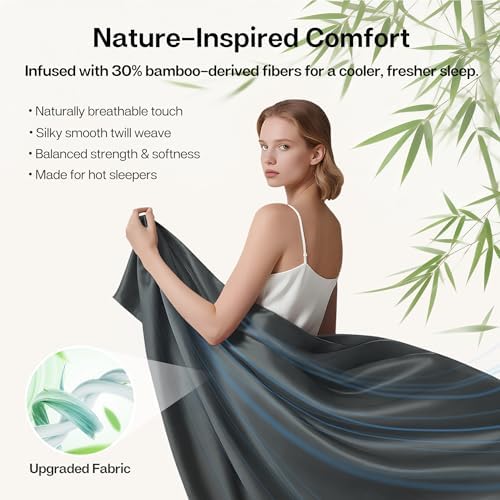 MR&HM California King Sheets 4 Pieces, Rayon Derived from Bamboo Blend