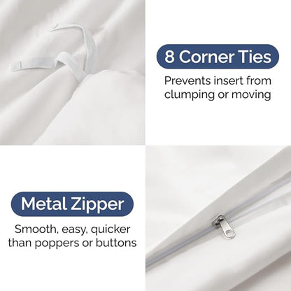 Duvet Cover Oversized King Size Set - Extra Soft Oversized King Duvet Cover with 2 Pillow Shams - Hotel Luxury, Easy Care & Fade Free w/ Zipper Closures & Ties - Comfy and Breathable (Antique White)
