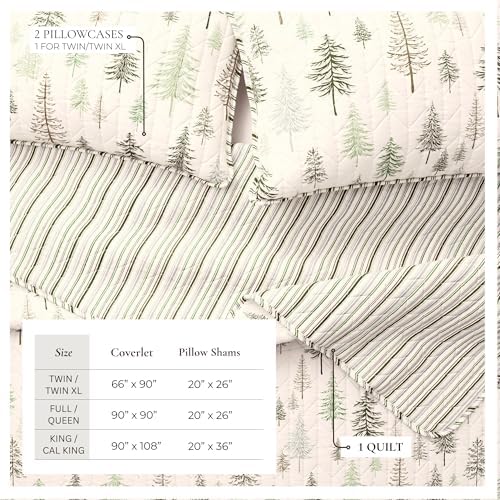 Great Bay Home Lodge Quilt Set - 3-Piece Full/Queen Size Rustic Bedding Set - Lightweight, All-Season, Reversible Bedspread (Lodge Trees)