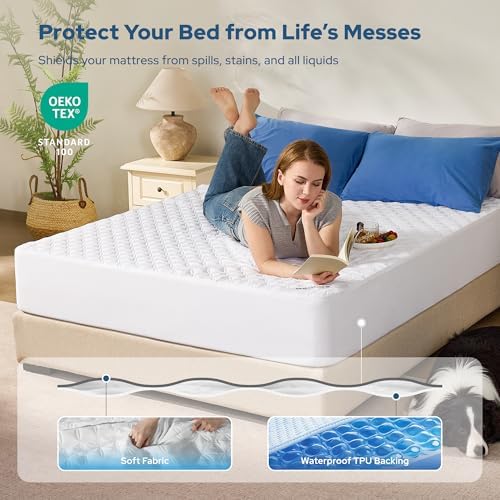 BEDLORE 2 Pack Waterproof Mattress Protector, King Size Mattress Pad