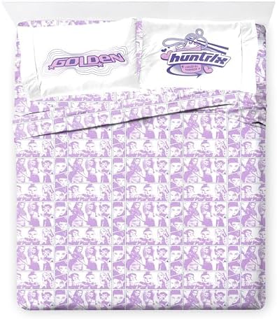 Kpop Demon Hunters Full Size Comforter Set 7 Piece Kids Bedding, Purple
