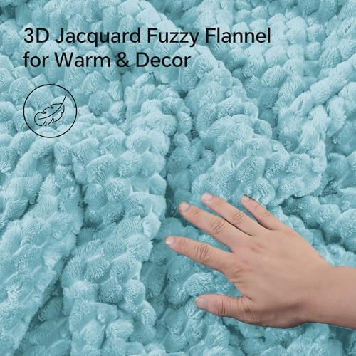 BEDELITE Fluffy Full Size Comforter Set, Dusty Blue Fleece Bed Set 3 Pieces