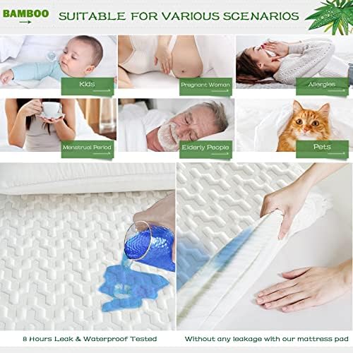 GRT Twin Size Waterproof Mattress Protector Rayon Bamboo - 3D Air Fiber Cooling Mattress Protector Cover, Breathable Mattress Pad Noiseless 8''-21'' Deep Pocket Machine Washable