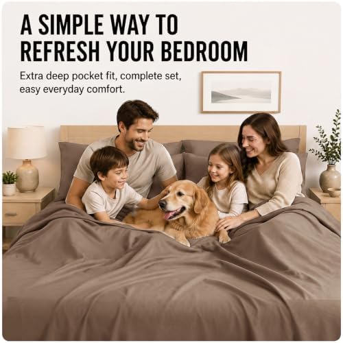 CozyLux King Size Sheets Set 6-Piece, 21-Inch Deep Pocket, Soft Feel